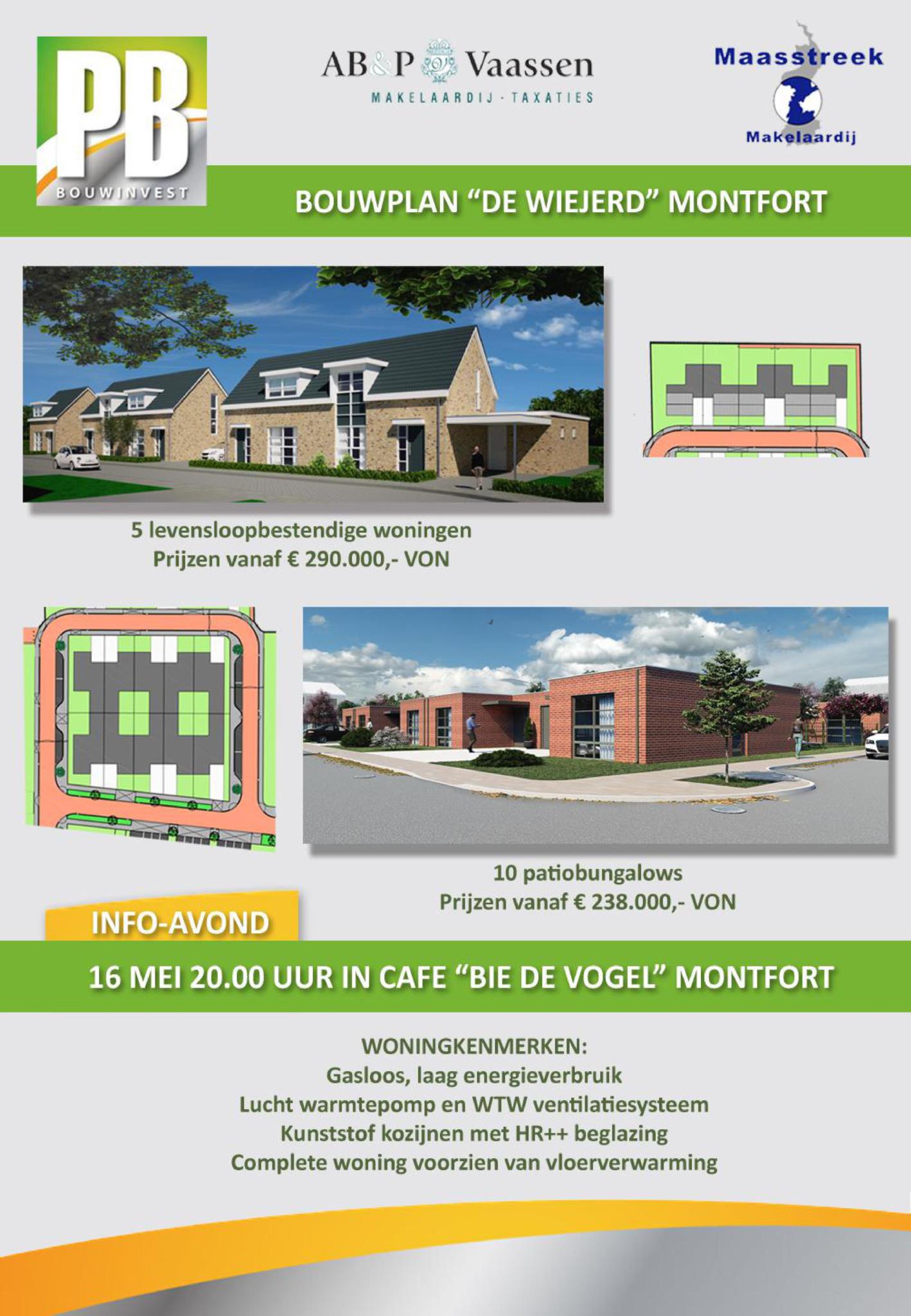 Info-avond nieuwbouw 5 woningen en 10 bungalows te Montfort (levensloopbestendig!)
